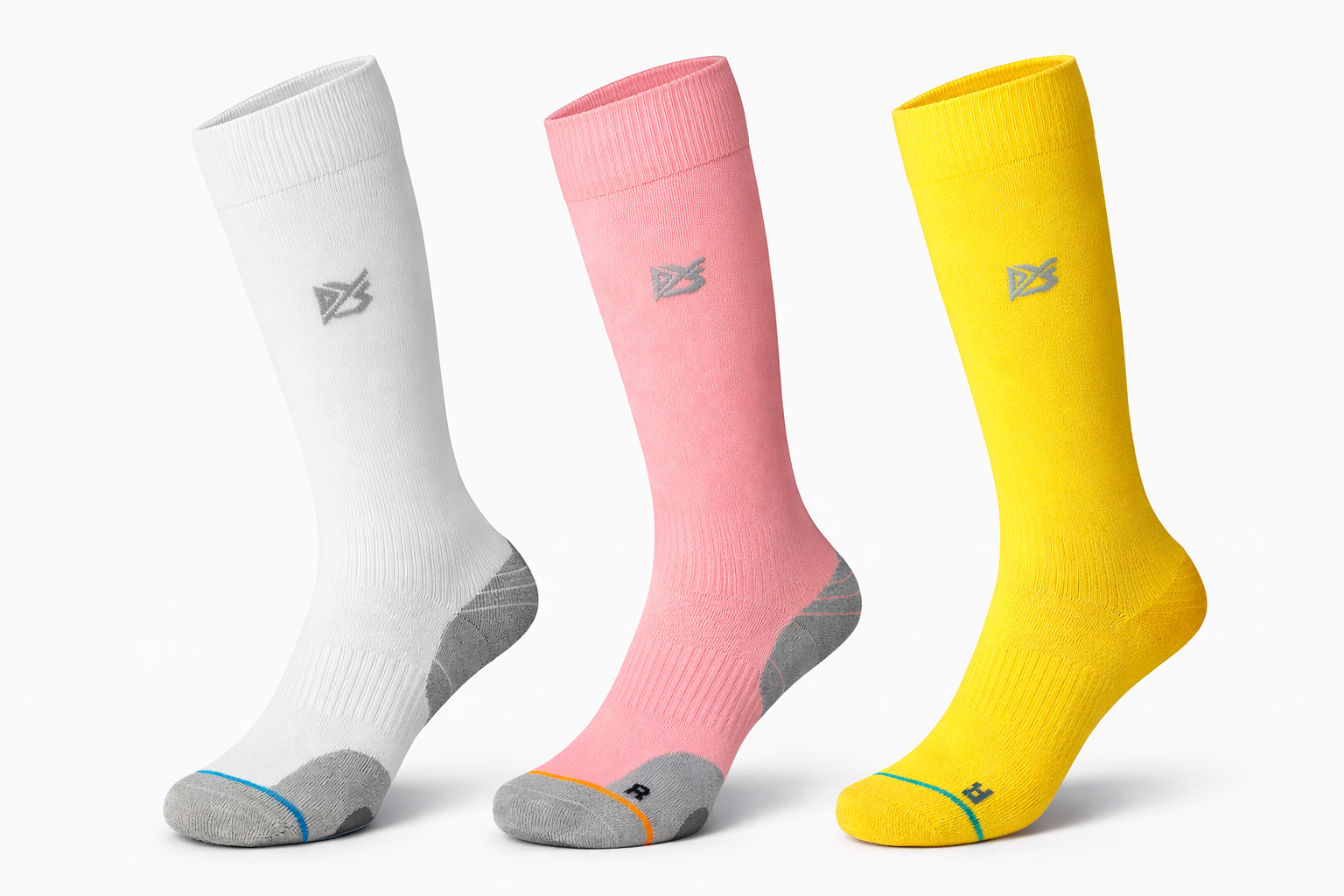 Kompressions-Laufsocken, Ultralight/High-Tec, Profi, Weiß/Gelb/Rosa, EU 35-39