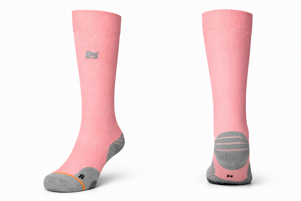 Kompressions-Laufsocken, Ultralight/High-Tec, Profi, Weiß/Gelb/Rosa, EU 35-39