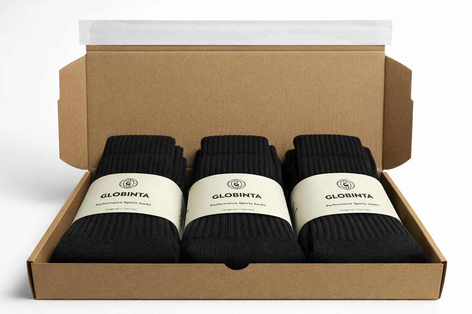 3er Pack Sportsocken Performance Schwarz