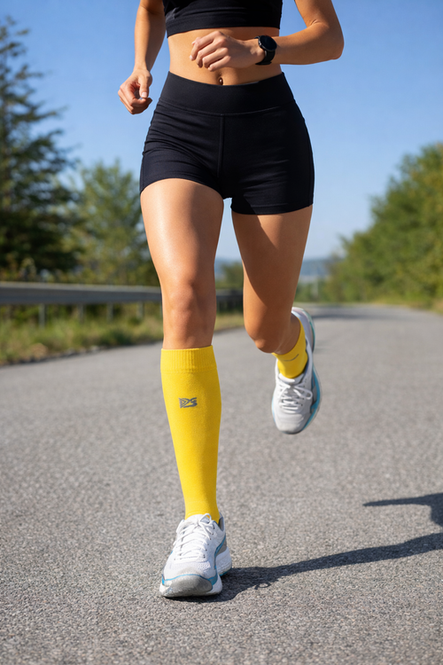 3-Paar Kompressions-Laufsocken Profi – Weiß/Gelb/Rosa, EU35-39